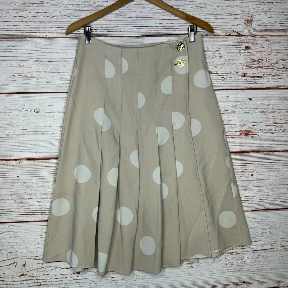 Proenza Schouler Pleated Polka Dot Crepe Wrap Skirt in Cream Sz 4 - Picture 5 of 13